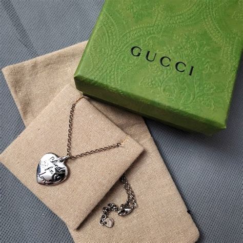 Gucci Sterling Silver Blind for Love Engraved Pendant 